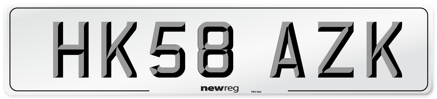 HK58 AZK Number Plate from New Reg